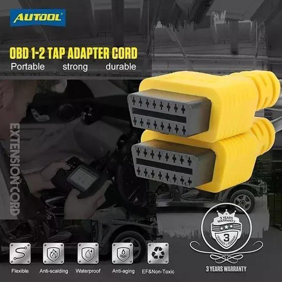 GENERICO - Cable Obd2 Autool 1 A 2 Splitter 50 Cm Automotriz