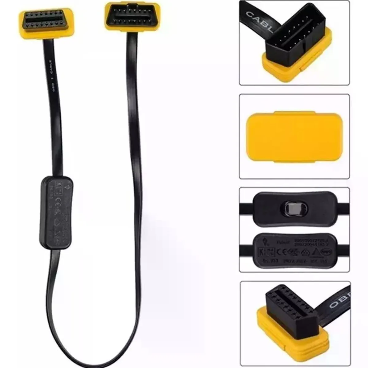 GENERICO - Cable Extensión Obd2 Scanner Automotriz 60cm Con Interruptor