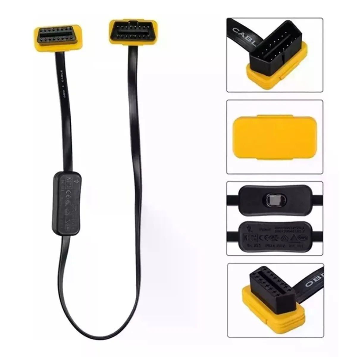 GENERICO - Cable Extensión Obd2 Scanner Automotriz 60cm Con Interruptor