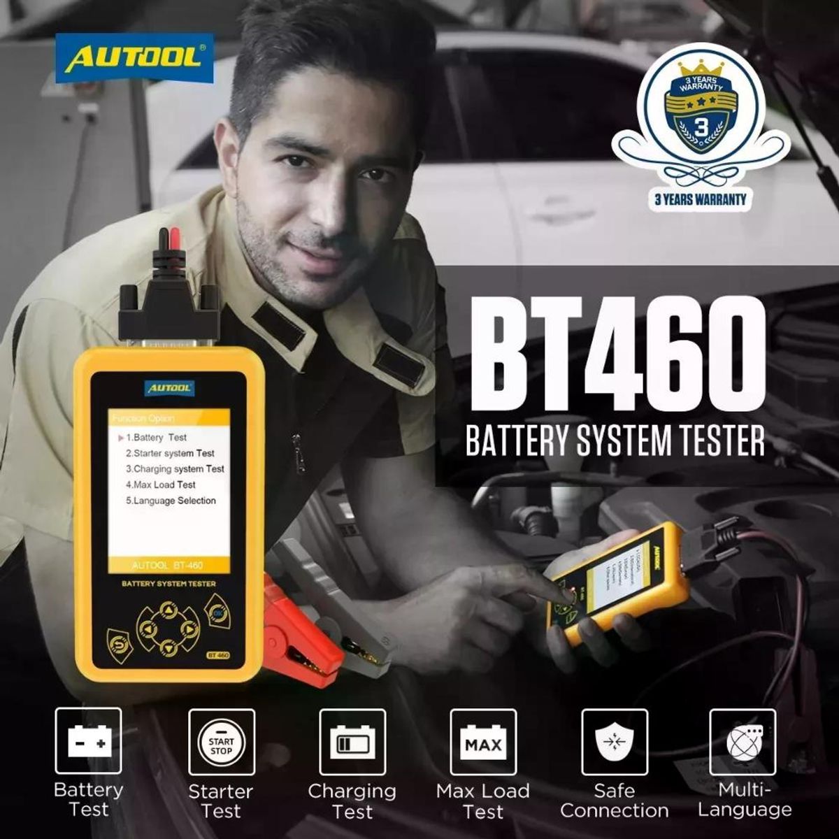 GENERICO - Bt460 Autool Probador De Carga De Batería