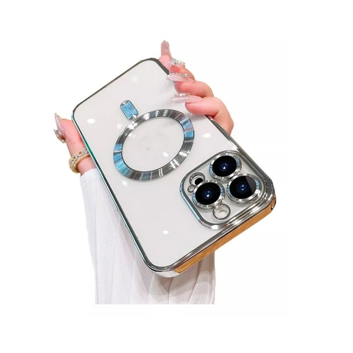 GENERICO - Carcasa Magsafe Protector De Camara Para iPhone 13 Plata