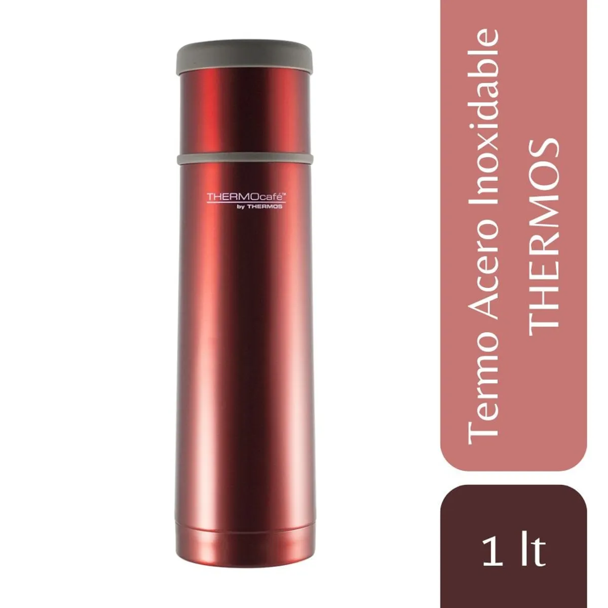 THERMOS - Termo Para Agua Caliente Thermos Acero Inoxidable 1lt Rojo