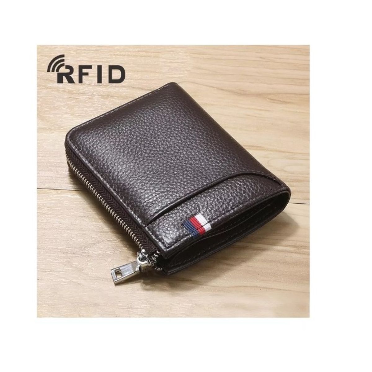 GENERICO - Billetera Rfid Hombre Cuero Genuino Cafe Tarjetero