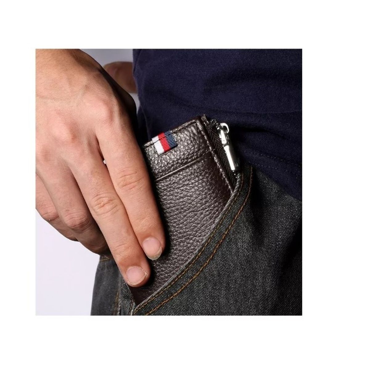 GENERICO - Billetera Rfid Hombre Cuero Genuino Cafe Tarjetero