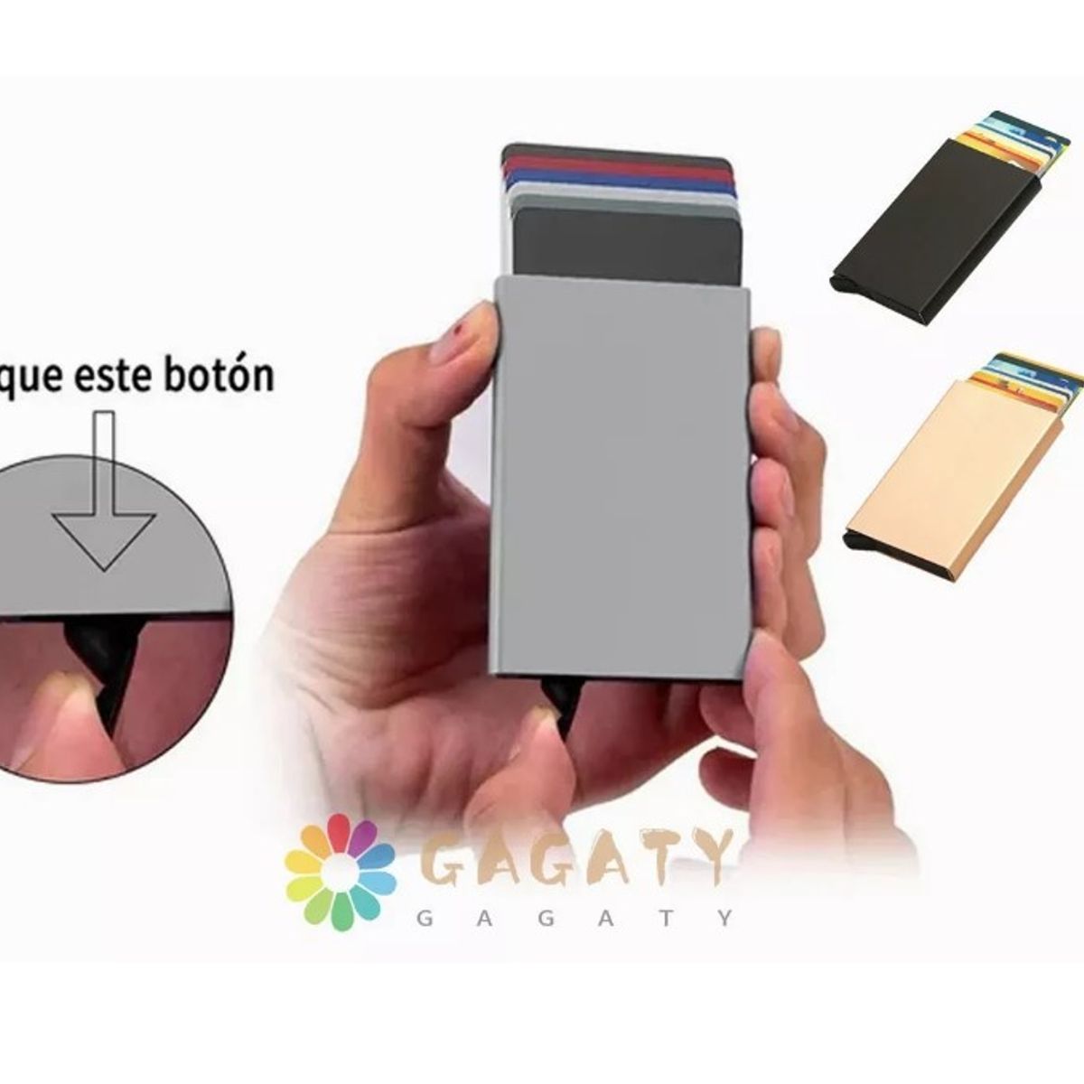 GENERICO - Porta Tarjetas O Tarjetero Aluminio Anticlonacion Rfid Popup