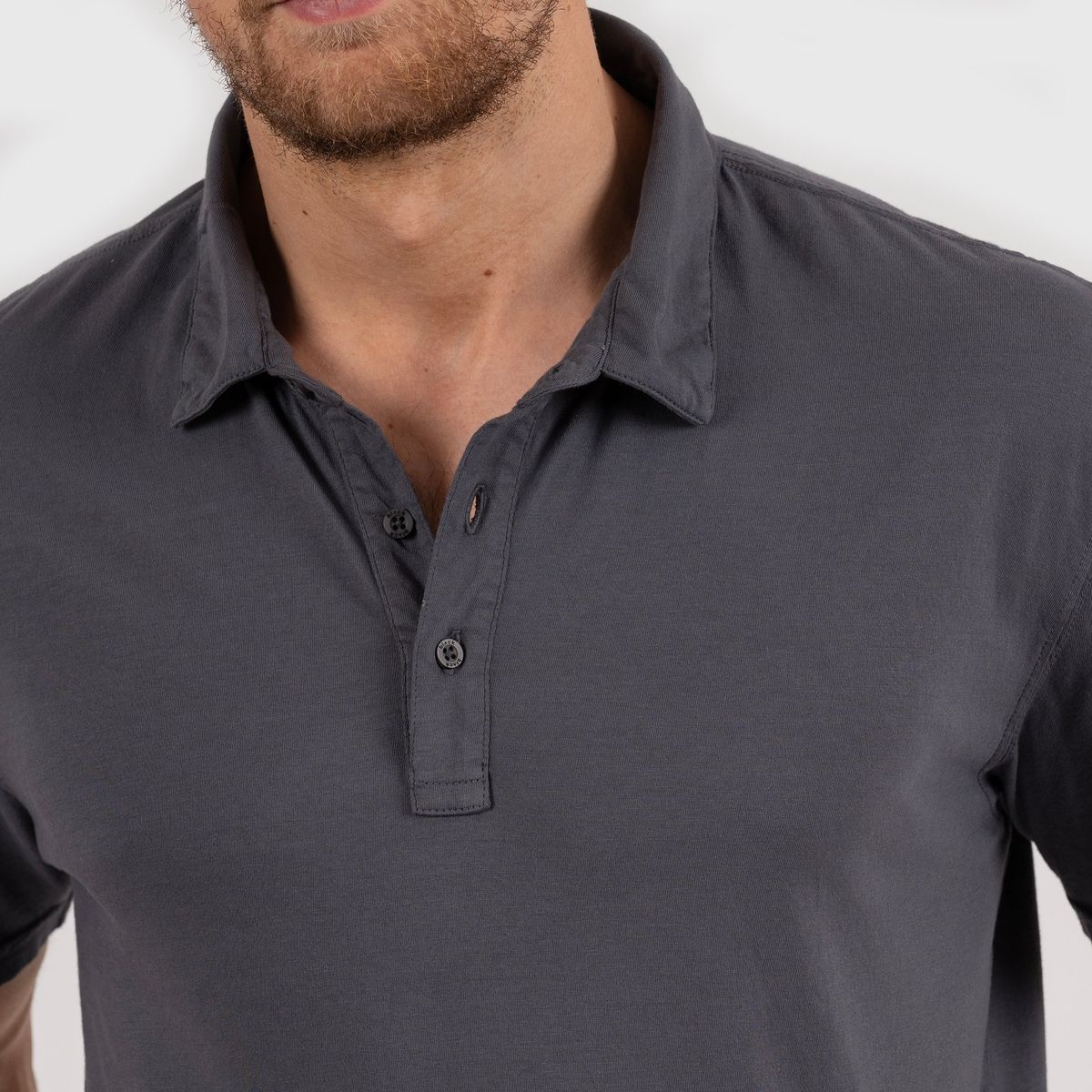 BLACK - Cotton Polo Tee Dark Grey Black Bubba