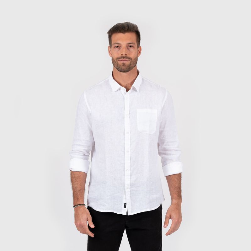 BUBBA - Linen Shirt Off White Black Bubba
