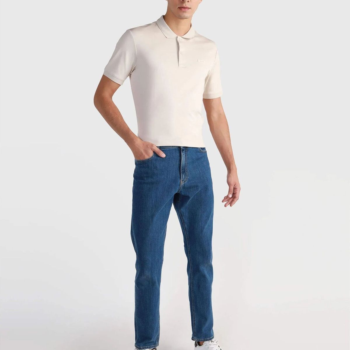 CALVIN KLEIN - Polera Smooth Slim Beige Calvin Klein