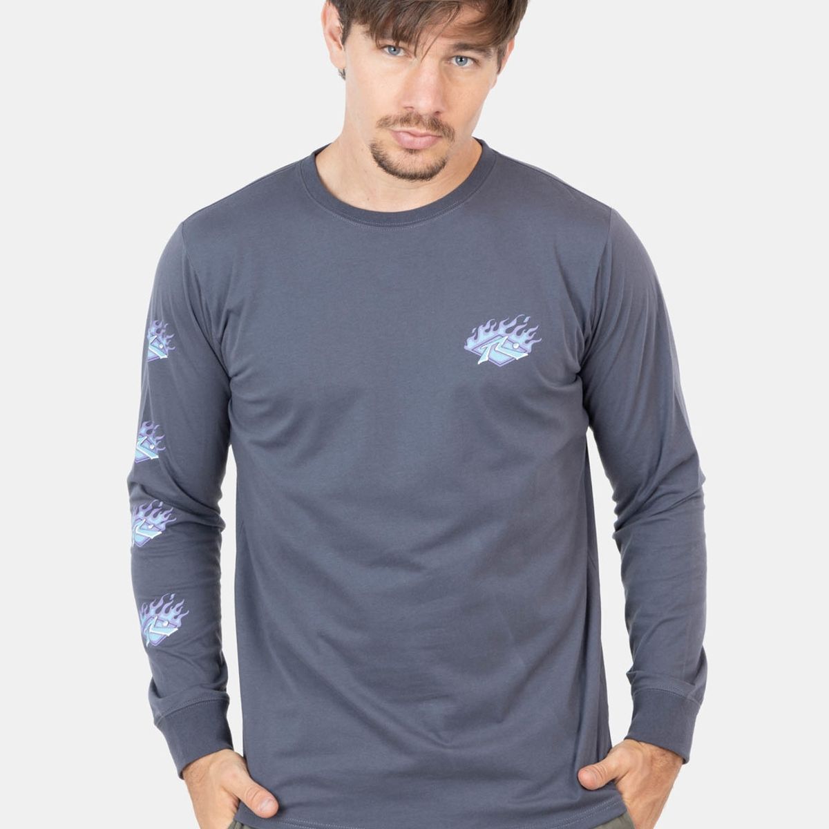 RUSTY - Polera Lil Old Flame Ls Tee Gris Hombre Rusty