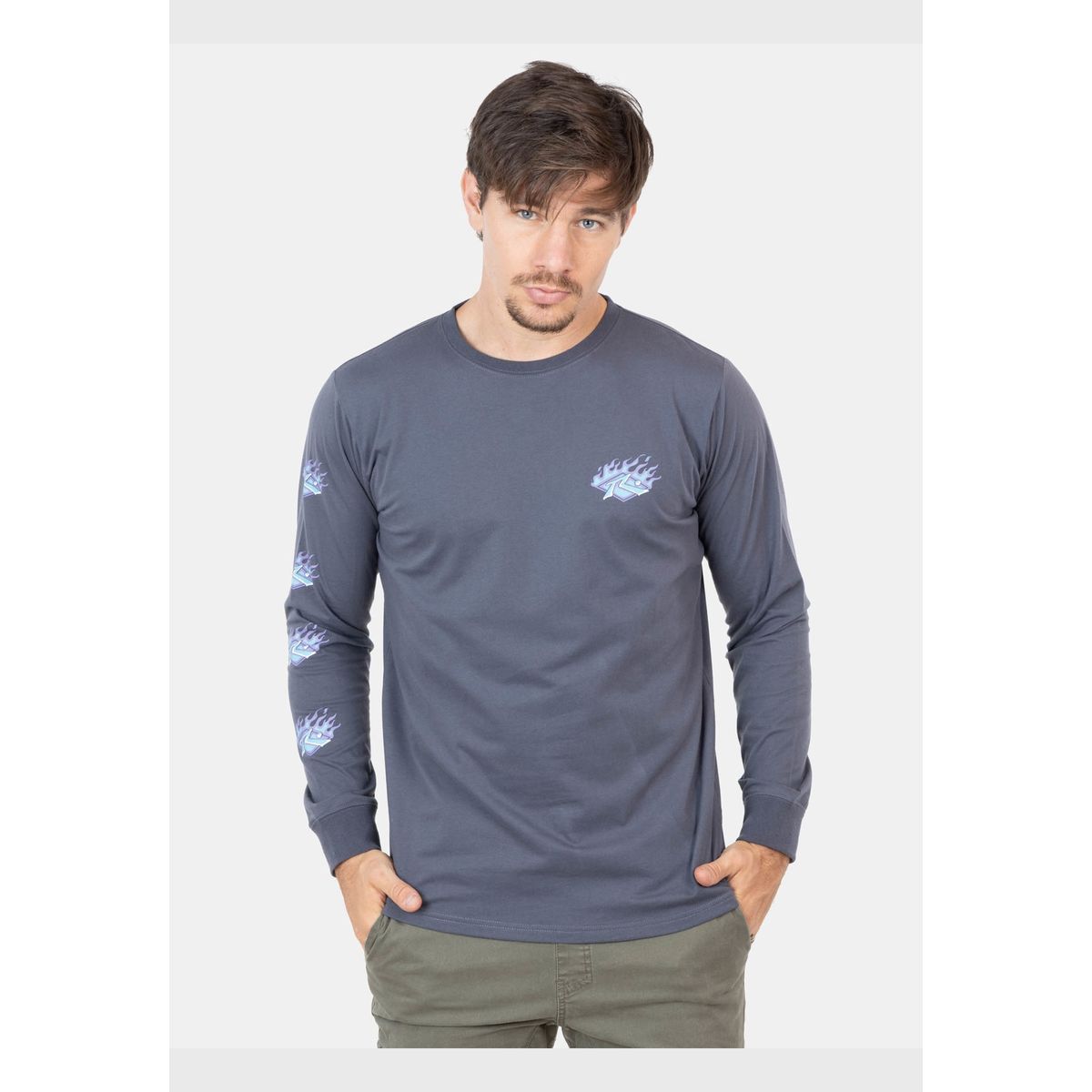 RUSTY - Polera Lil Old Flame Ls Tee Gris Hombre Rusty