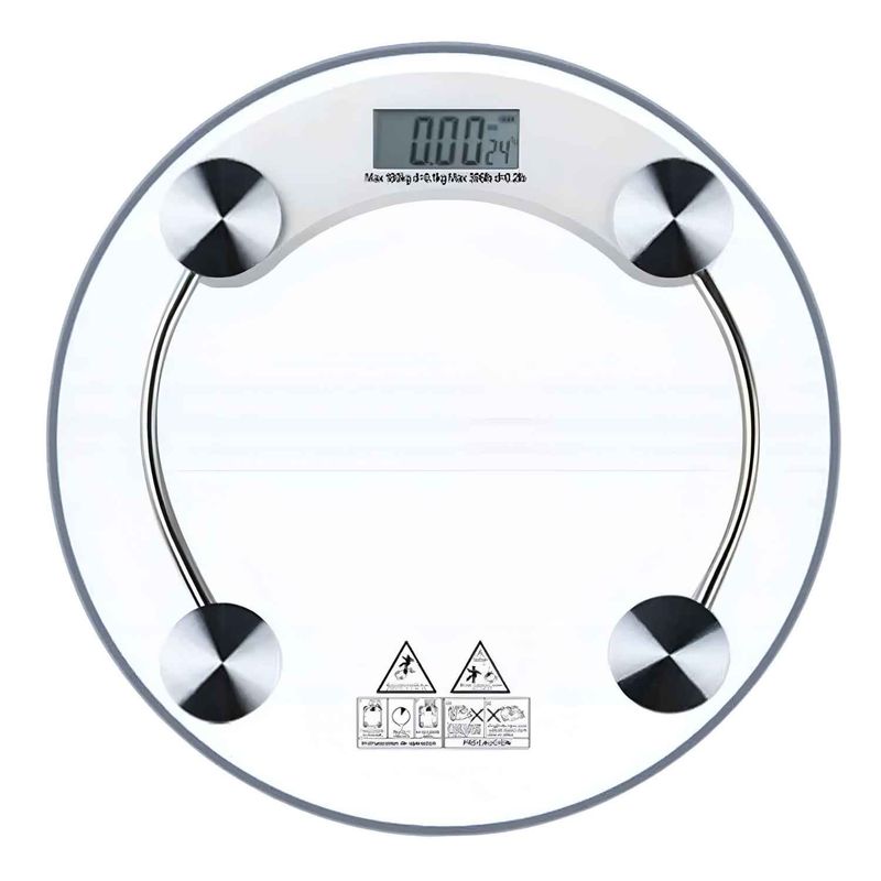 GENERICO - Balanza Digital Vidrio Hasta 180 kg Redonda Pesa Pantalla LCD