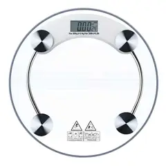 GENERICO - Balanza Digital Vidrio Hasta 180 kg Redonda Pesa Pantalla LCD