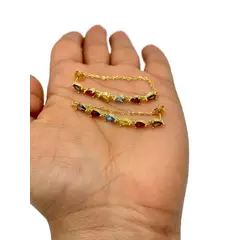 GENERICO - Aro Gotas Colores Colgantes Plata Baño Oro Mas Caja Regalo