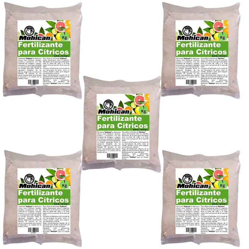 MOHICAN - PROMO 5X FERTILIZANTE CITRICOS GRAL N-P-K(18-5-22) BOLSA 1KG