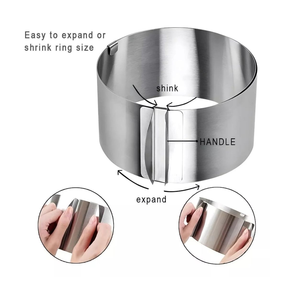 GENERICO - Molde Para Torta Redondo Anillo Ajustable Acero Reposteria