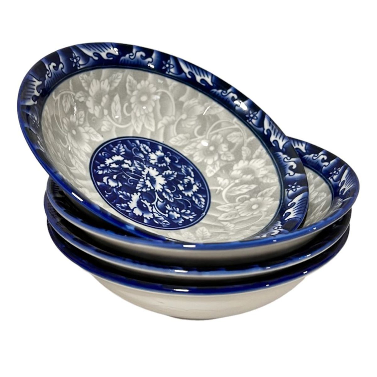 GENERICO - Pack 4 Plato Bowl Sopero Decorativo Diseño Asiatico Flores