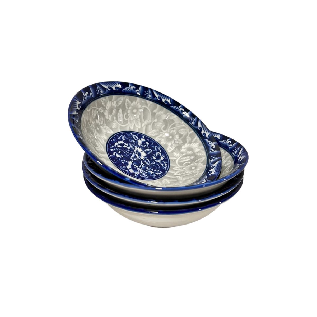 GENERICO - Pack 4 Plato Bowl Sopero Decorativo Diseño Asiatico Flores