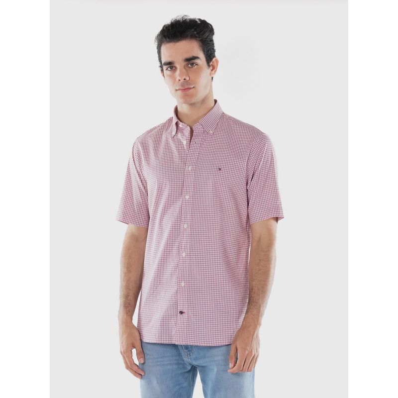 TOMMY HILFIGER - Camisa Business Check Regular Fit Rosado Tommy Hilfiger