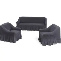 GENERICO - Juego Fundas Sillon Turca Sofa Living 1+1+3 Elasticada Gris Oscuro