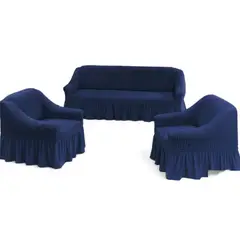GENERICO - Juego Fundas Sillon Turca Sofa Living 1+1+3 Elasticada Azul