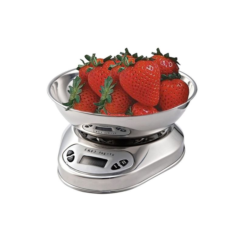 GENERICO - Pesa Digital Cocina Bowl Acero Recipiente 5 kg Pantalla LCD