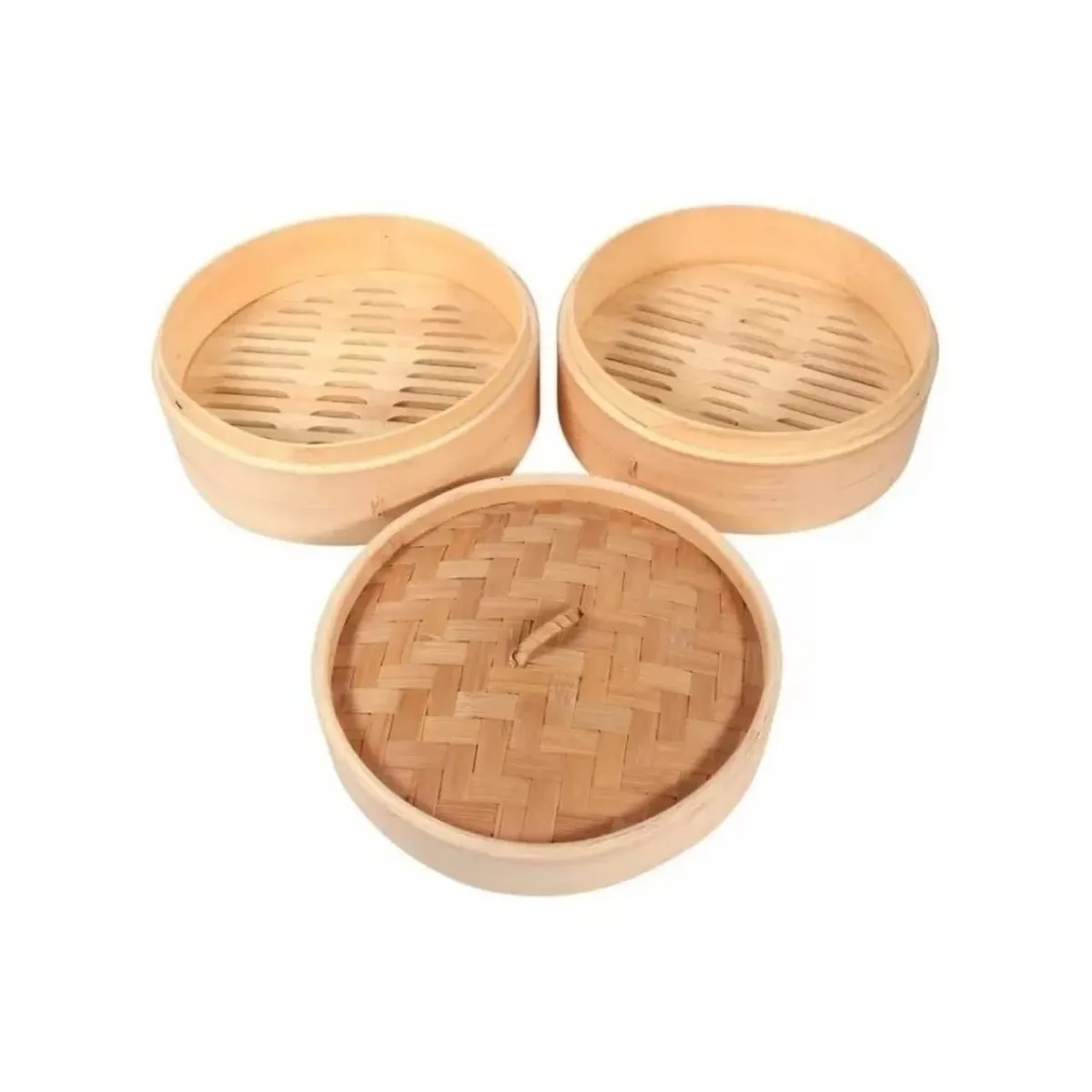 GENERICO - Olla Vaporera Bambu 2 Niveles 24cm Cocina a Vapor Preparaciones