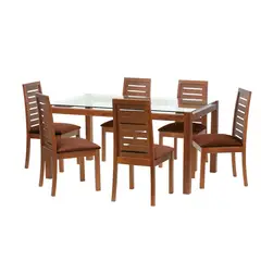 LATAM HOME - Juego De Comedor Barcelona 1600X1000 Silla Tenerife Tela Chocolate