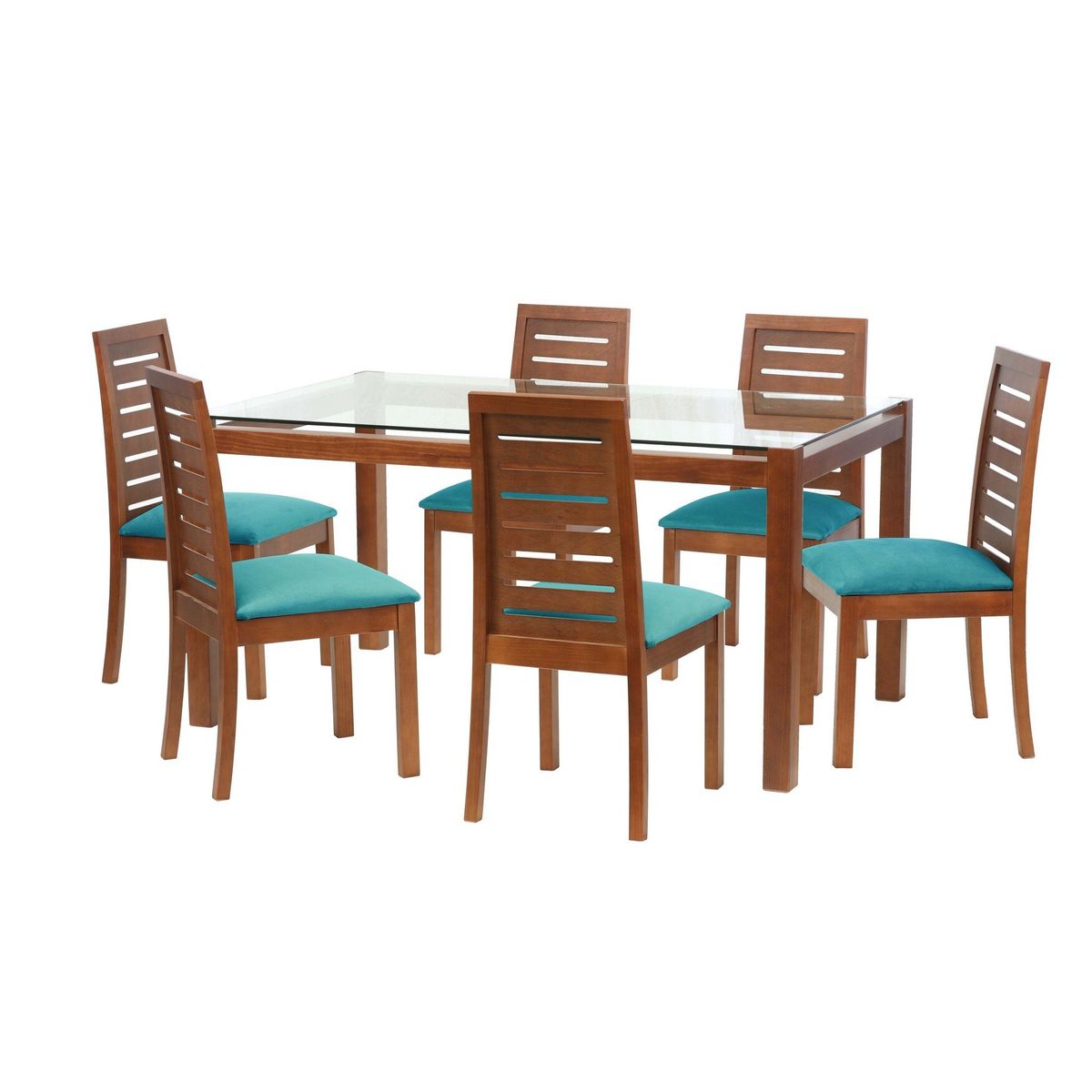 LATAM HOME - Juego De Comedor Barcelona 1600X1000 Silla Tenerife Tela Turquesa