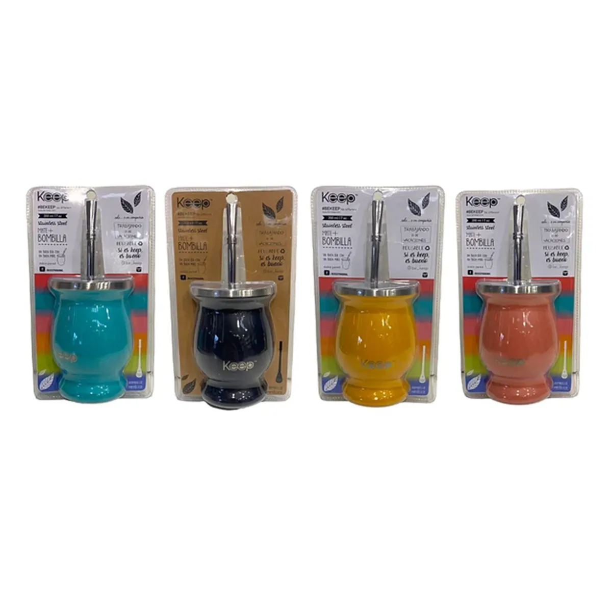 KEEP - Mate Con Bombilla Keep 200ml Matero Mate Mateada Negro