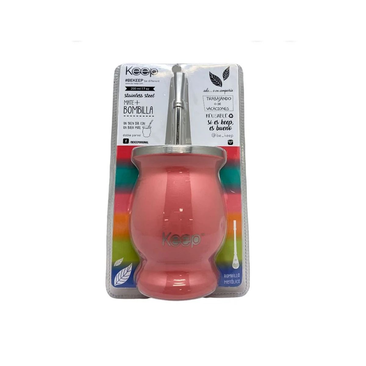 KEEP - Mate Con Bombilla Keep 200ml Matero Mate Mateada Rosa