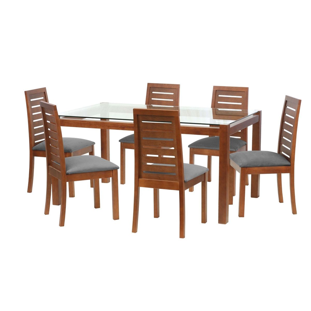 LATAM HOME - Juego De Comedor Barcelona 1600X1000 Silla Tenerife Tela Gris