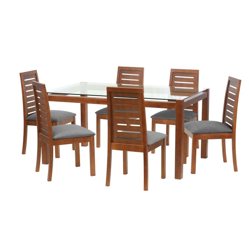 LATAM HOME - Juego De Comedor Barcelona 1600X1000 Silla Tenerife Tela Gris