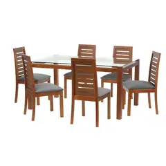 LATAM HOME - Juego De Comedor Barcelona 1600X1000 Silla Tenerife Tela Gris