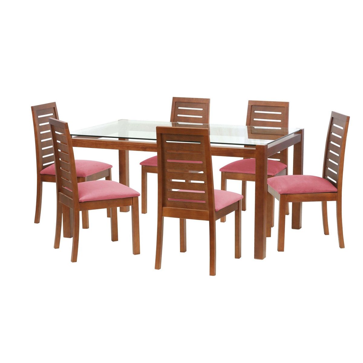 LATAM HOME - Juego De Comedor Barcelona 1600X1000 Silla Tenerife Tela Palo Rosa