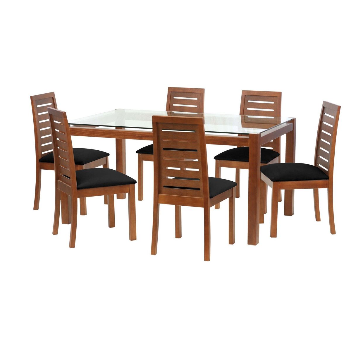LATAM HOME - Juego De Comedor Barcelona 1600X1000 Silla Tenerife Tela Negro