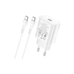 HOCO - CARGADOR USB C CON CABLE C 30W BLANCO