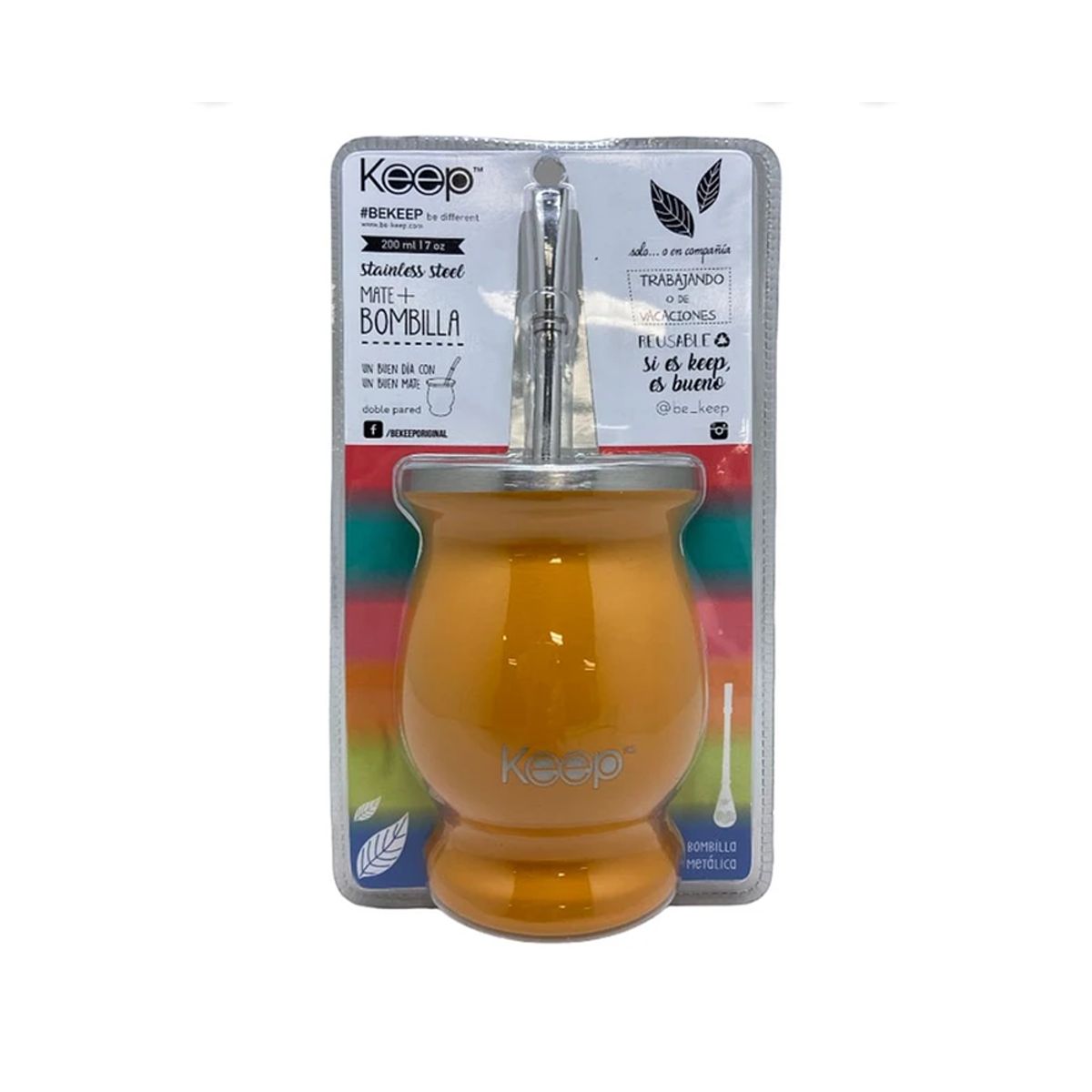 KEEP - Mate Con Bombilla Keep 200ml Matero Mate Mateada Amarillo