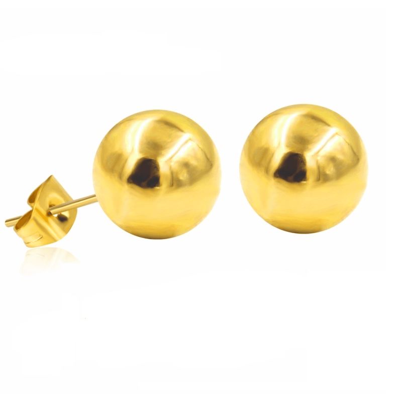 ELBAULDEJUMA - Aretes esfera 3mm hipoalergénico dorado chicas esfera chapado oro 14kl