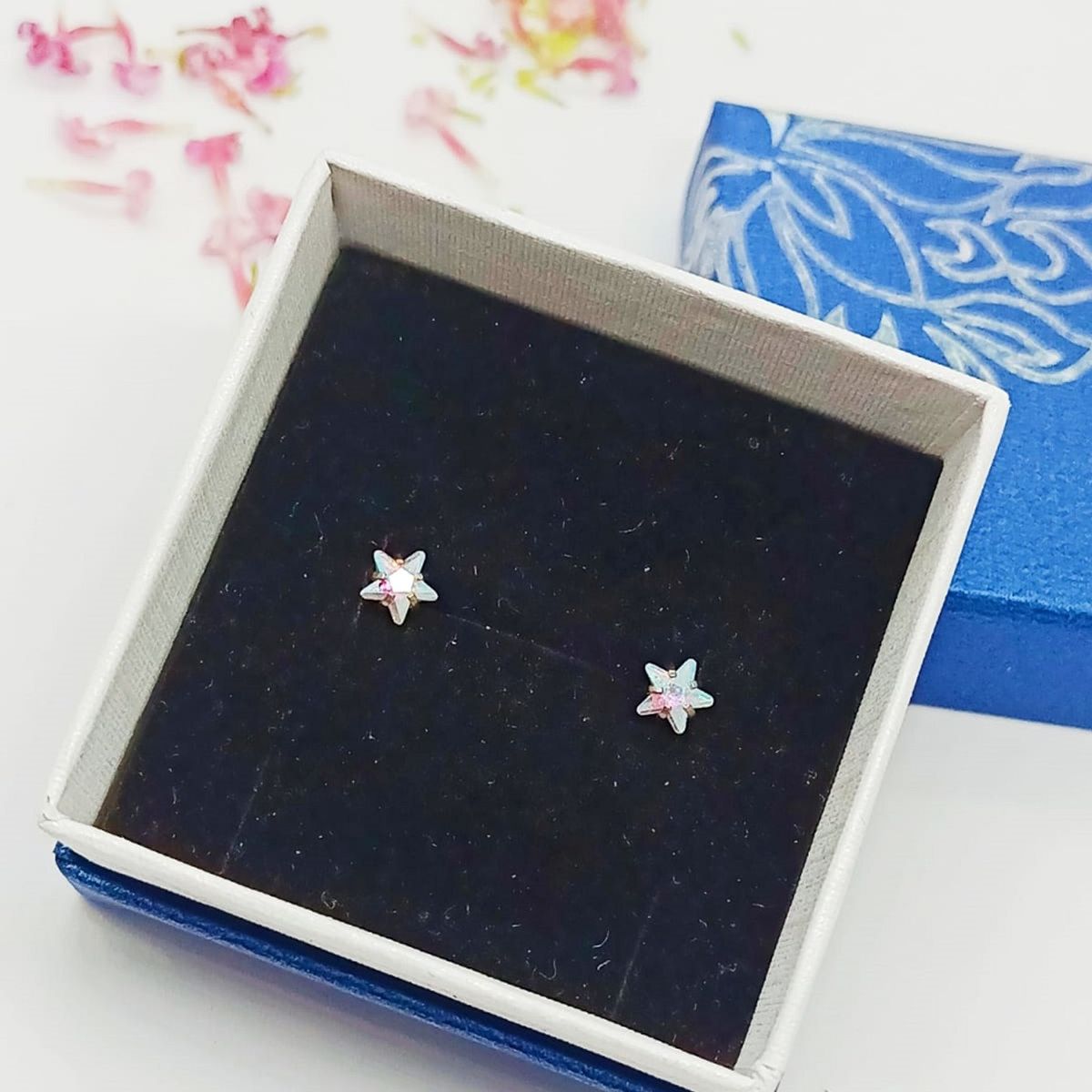 ELBAULDEJUMA - Aros punto luz estrella tornasol hélix hipoalergénico 5mm