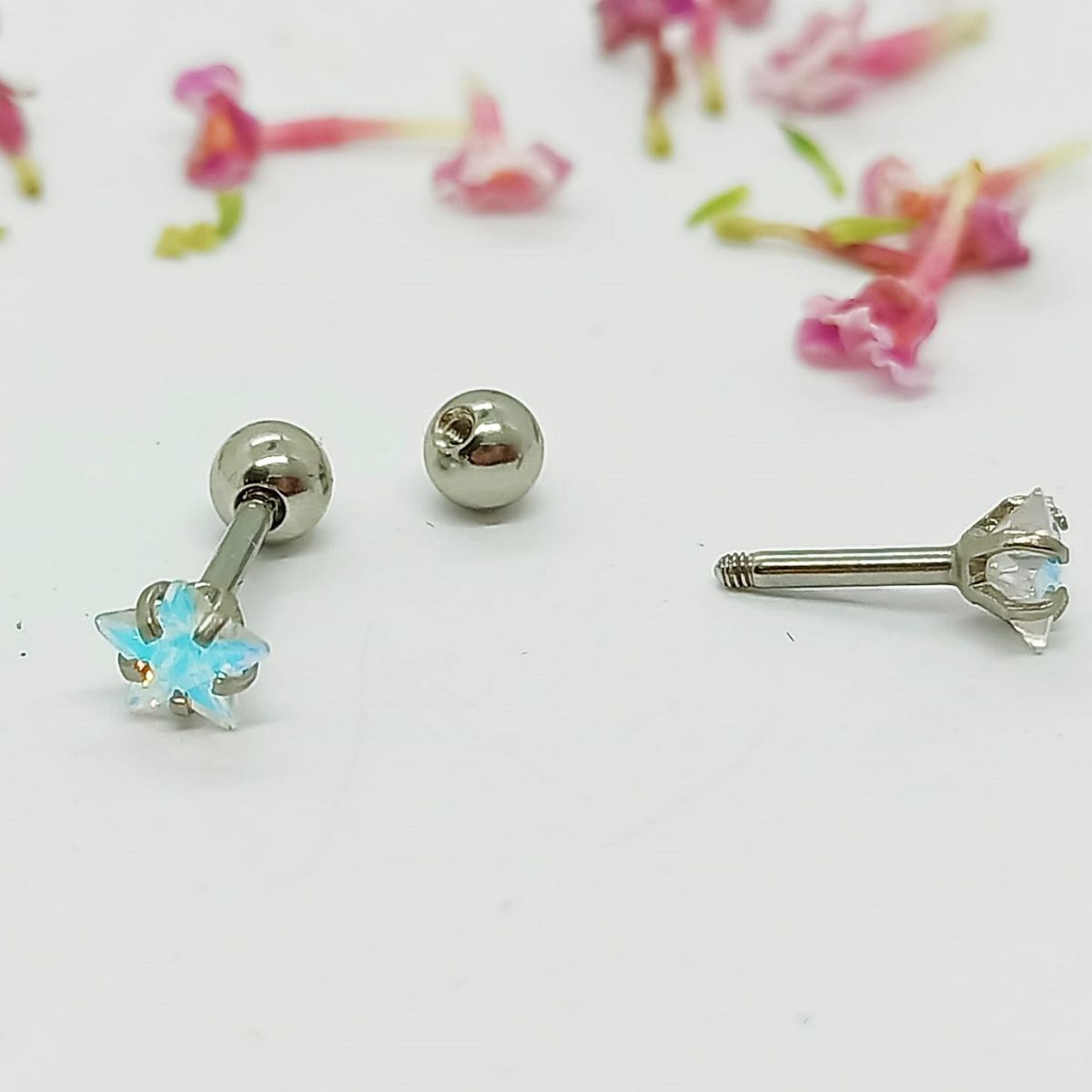 ELBAULDEJUMA - Aros punto luz estrella tornasol hélix hipoalergénico 5mm