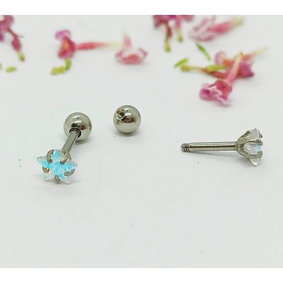 Imagen 2 del producto Aros punto luz estrella tornasol hélix hipoalergénico 5mm