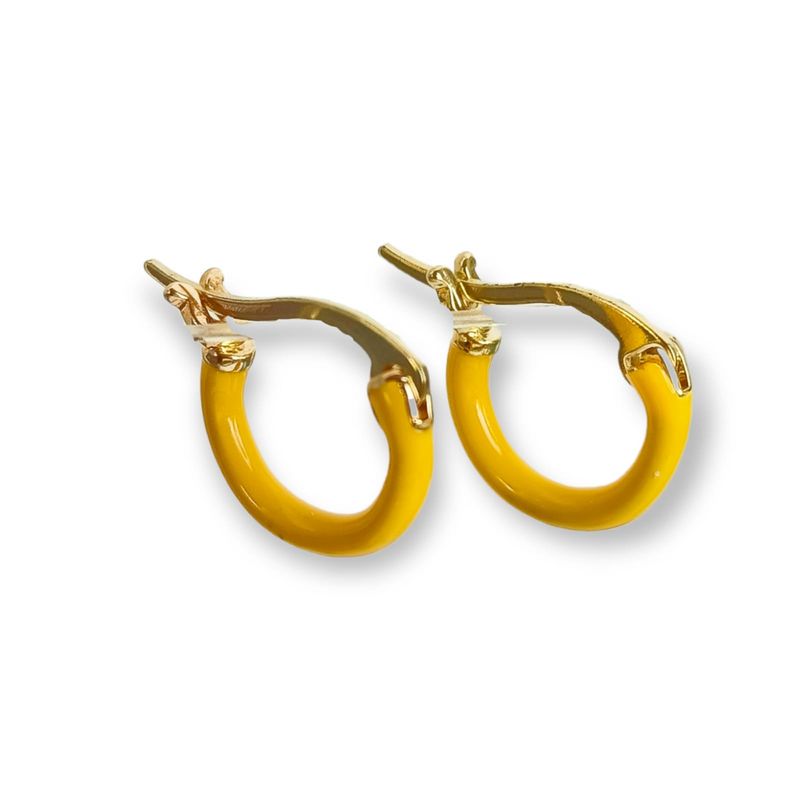 ELBAULDEJUMA - Argollas pequeñas colores brillantes pendientes baño de oro 18kl