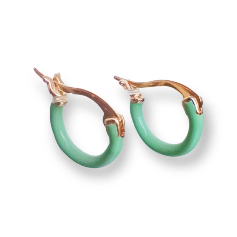 ELBAULDEJUMA - Argollas pequeñas colores brillantes pendientes baño de oro 18kl