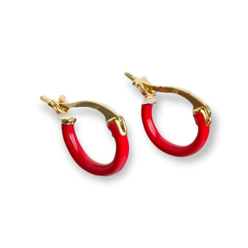ELBAULDEJUMA - Argollas pequeñas colores brillantes pendientes baño de oro 18kl