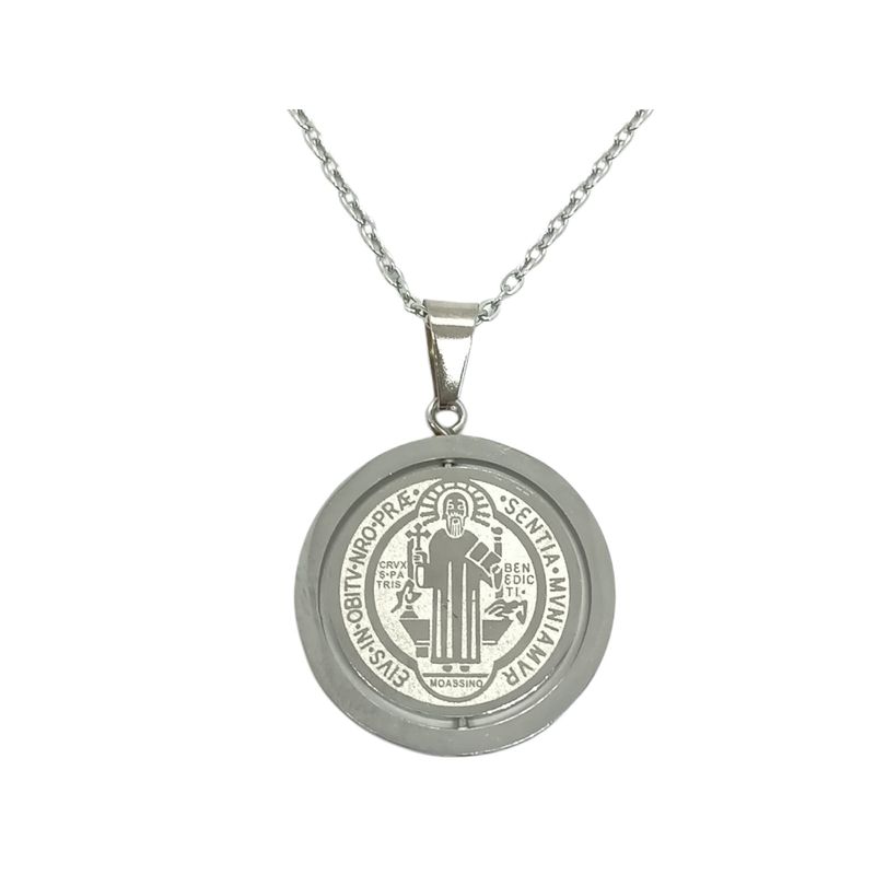 ELBAULDEJUMA - Colgante medalla San Benito giratorio antiestres hipoalergénico