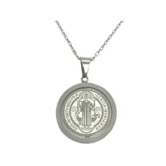 ELBAULDEJUMA - Colgante medalla San Benito giratorio antiestres hipoalergénico