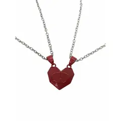 ELBAULDEJUMA - Dos colgantes dije mitad corazón rojo imantado parejas san valentine