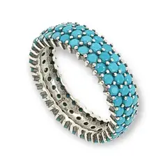 ELBAULDEJUMA - Anillo plata fina 925 turquesa vintage sortija 9US /18,5 CL