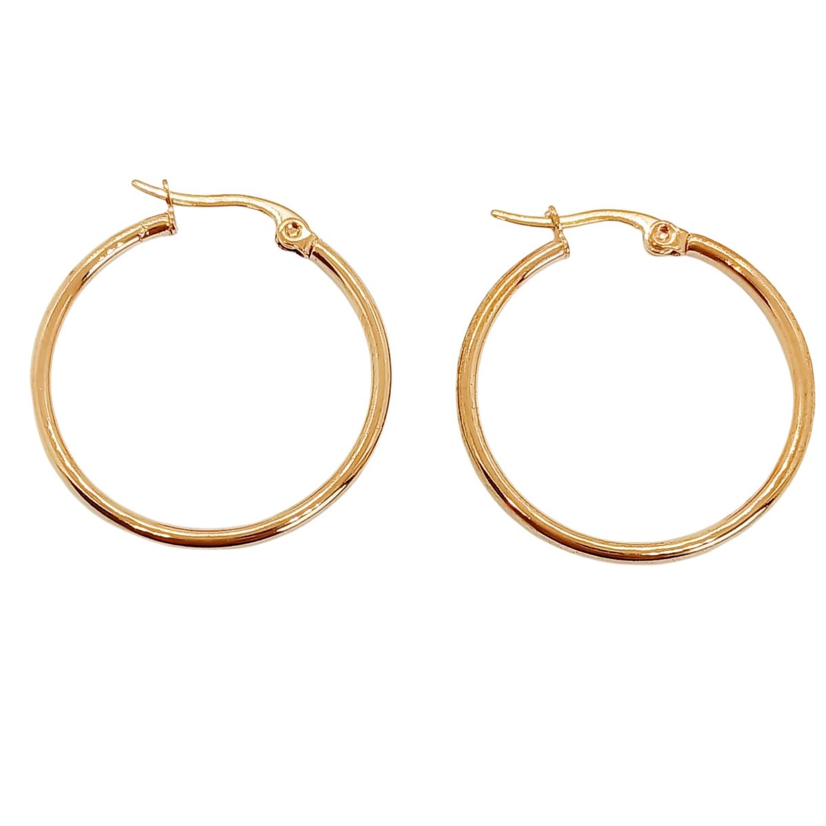 ELBAULDEJUMA - Argollas Hoop Clasica 25mm Hipoalergenica Chapado En Oro Rosa