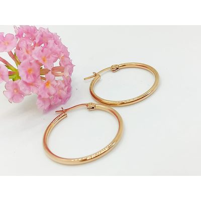 Imagen 2 del producto Argollas Hoop Clasica 25mm Hipoalergenica Chapado En Oro Rosa